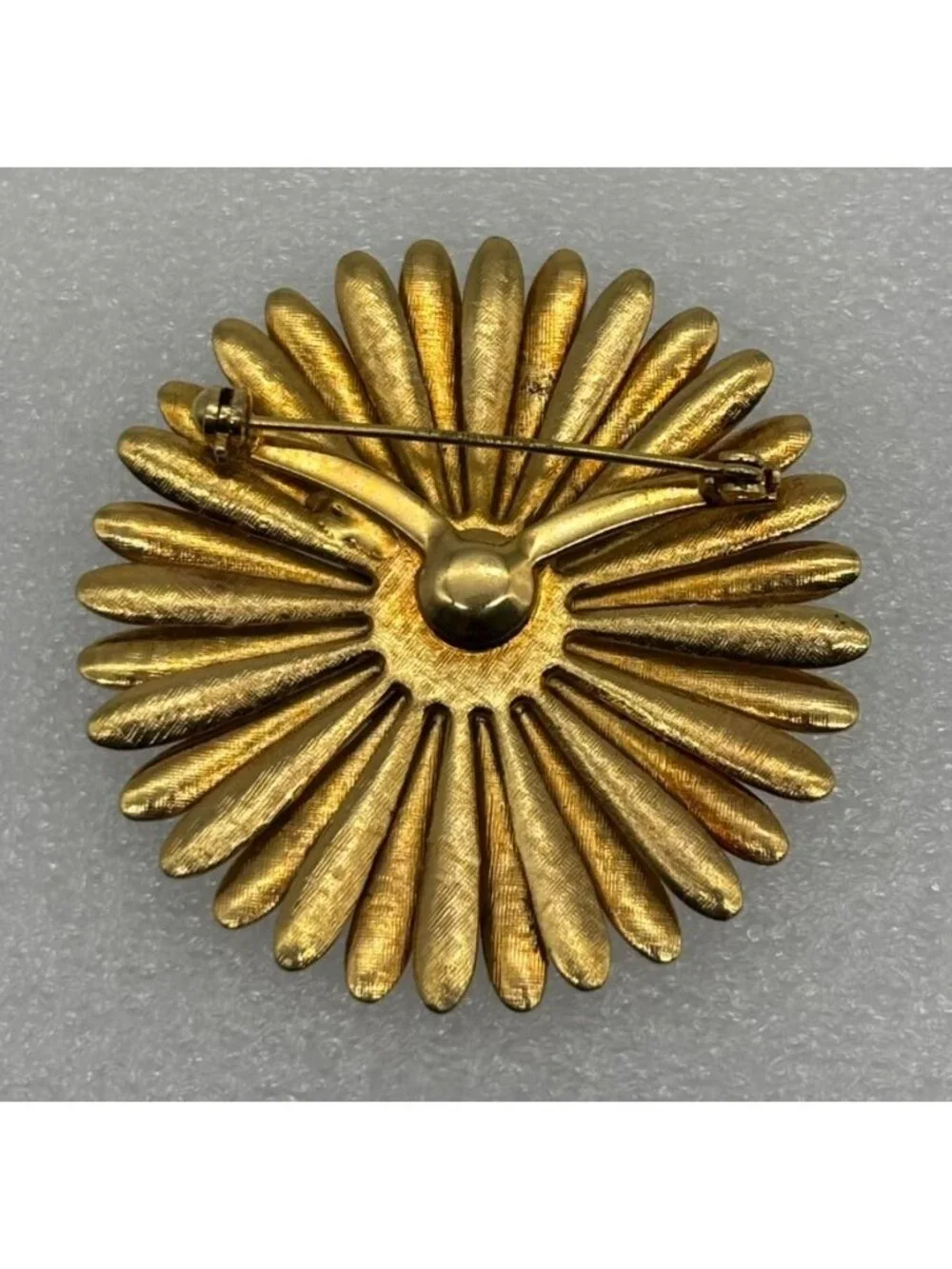 Vintage Enamel Daisy Brooch Double Petals Abstract Color Print 1960s, Not Signed